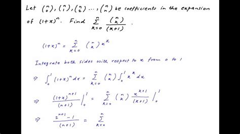 Find The Sum To N Terms Of The Series With General Term N Choose K K 1 K 0 1 2 N