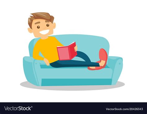 Woman Reading Book On Sofa Royalty Free Vector Image