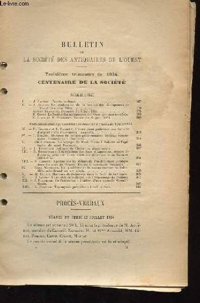 Bulletin De La Soci T Des Antiquaires De L Ouest Et Des Mus Es De