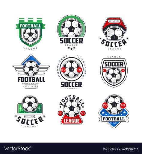 Soccer League Or Tournament Logo Templates Set Vector Image