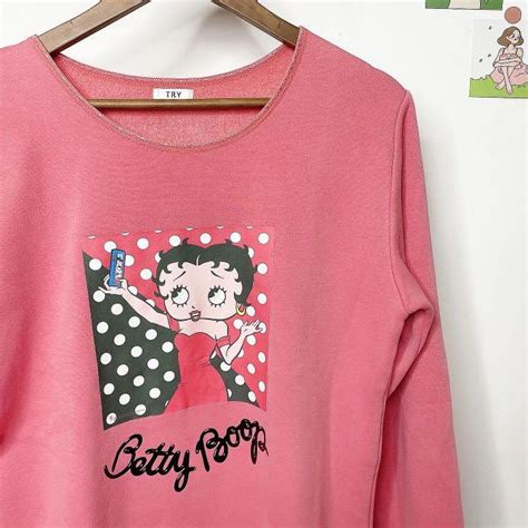 Betty Boop Longsleve Pink Fesyen Wanita Pakaian Wanita Atasan Di