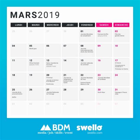 Calendrier Marketing La Liste De Tous Les V Nements De Lann E