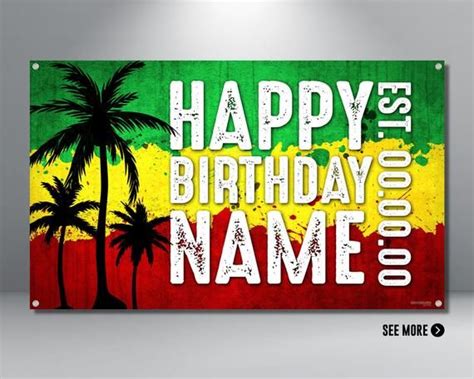 Rasta Birthday Banner Reggae Banner Summer Beach Vibe Etsy Rasta