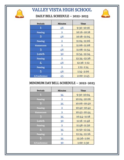 Bell Schedule Quicklinks Valley Vista High School