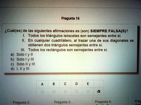 Solved Cuales Son Siempre Falsas Pregunta Icu L Es De Las