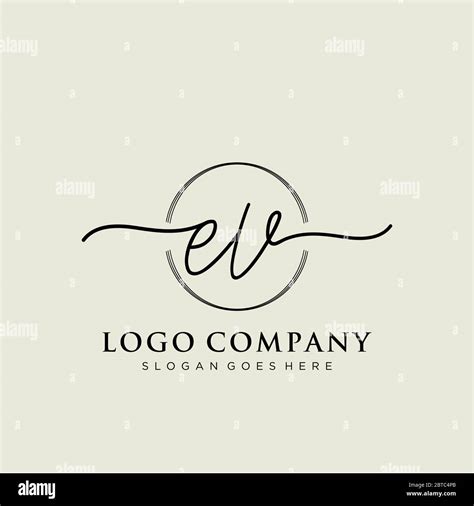 Logotipo Inicial De Escritura A Mano Ev Con Vector De Plantilla