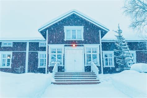 House at Snow Winter at Christmas in Finland Lapland Stock Photo ...