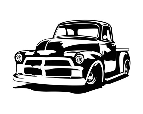 Old Silhouette Classic Truck Logo Showing From The Side Isolated White