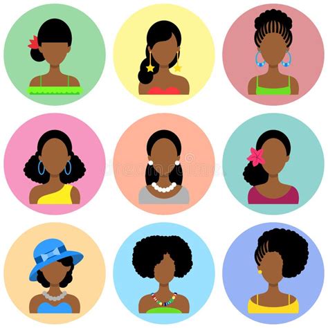 Set Of Flat Icons With African Women Stock Vector Illustration Of