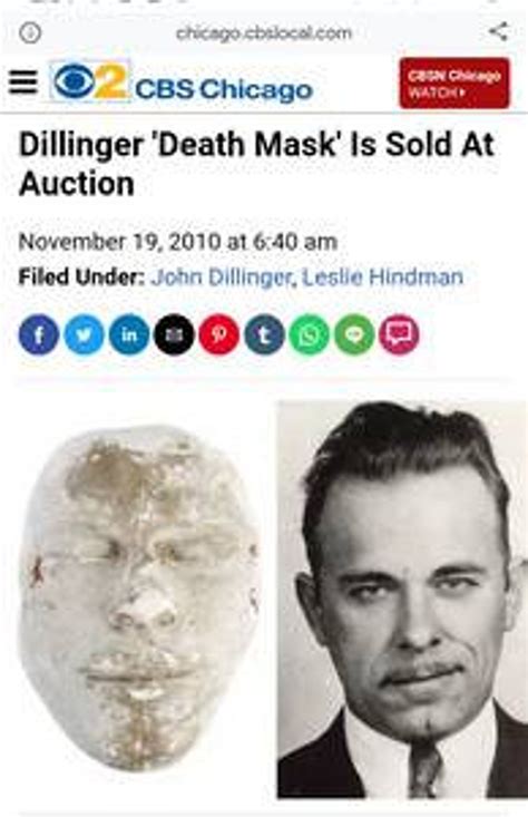 John Dillinger Death Mask Cast Life Cast Lifemask Death Mask - Etsy