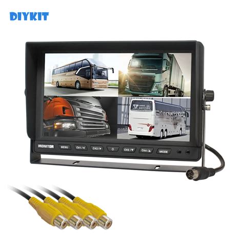 DIYKIT 10 1inch 4CH Split Quad Display Color Rear View Monitor Car