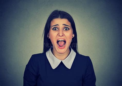 Side Profile Portrait Angry Young Woman Screaming Stock Image Image