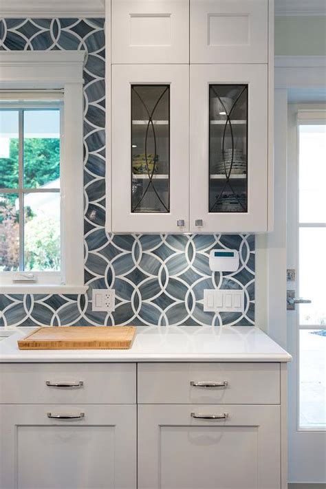 Blue Kitchen Tile Backsplash With Glass Eclipse Cabinets Transitional Kitchen Benjamin