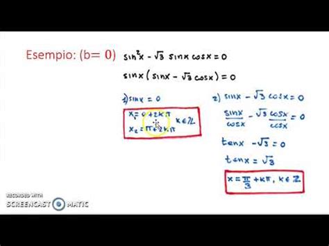 Equazioni Goniometriche Omogenee Di Secondo Grado In Seno E Coseno