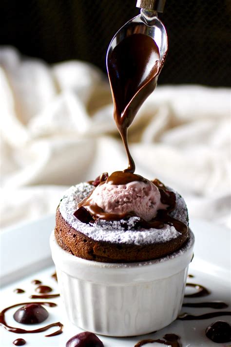 Chocolate Soufflé Cherry Vanilla Ice Cream Taste With The Eyes