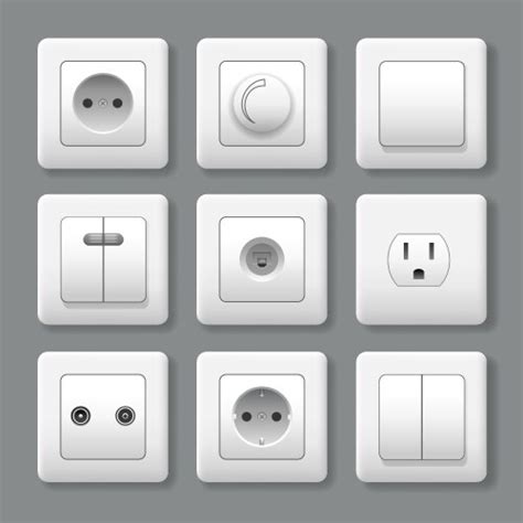 Switches And Sockets Set All Types Ac Power Vector Image