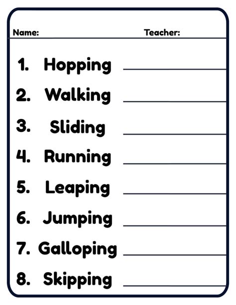 Locomotor And Non Locomotor Movements Worksheet Live 47 Off