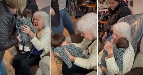 Great Grandma Meets Newborn For The First Time And Cries Tears Of Joy