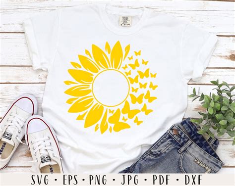 Sunflower Butterfly Svg Sunflower Monogram Sunflower Svg Etsy