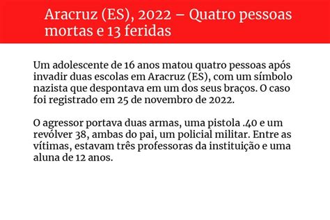 Brasil Vive Alta De Atentados Em Escolas E Creches Desde 2017 Metrópoles