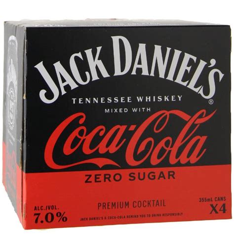 Jack Daniel S Tennessee Whiskey And Zero Coca Cola Pack Can Ml