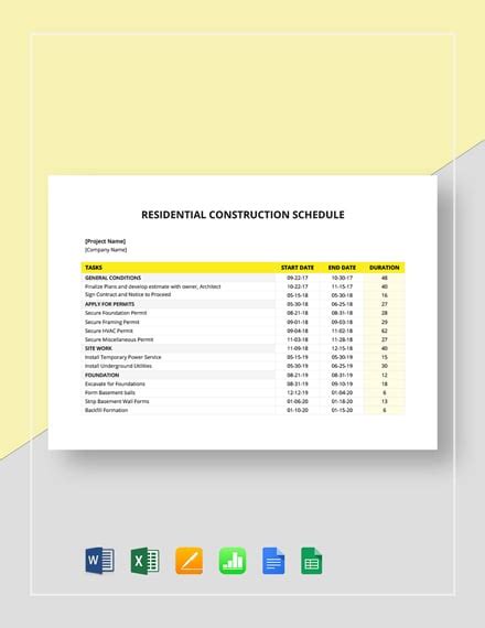 Construction Schedule Templates In Microsoft Excel Xls