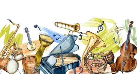 Premium Photo Board Of Jazz Musical Instruments And Brush Strokes