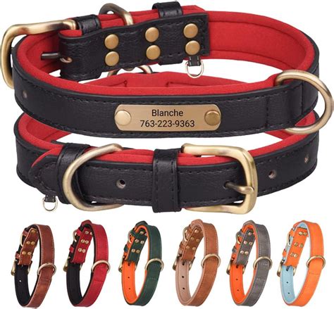 Yonsbox Collar Cuero Suave Acolchado Para Perro Personalizado Con