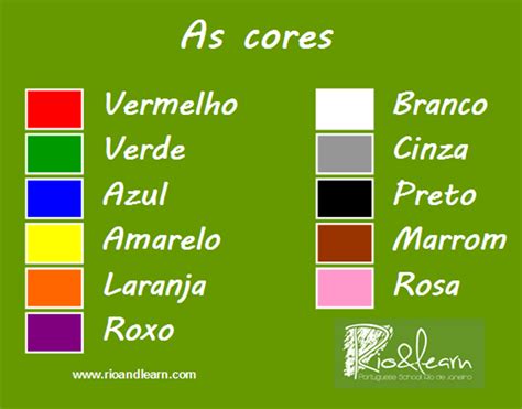 Nomes De Cores Em Portugu S Braincp