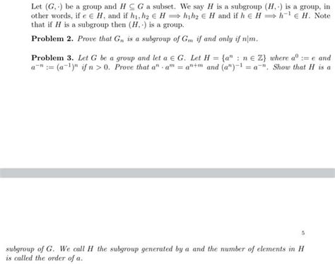 Solved Let G Be A Group And HG A Subset We Say H Is A Chegg