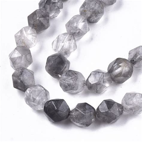 Mm Natural Cloudy Quartz Star Cut Stone Strand Hole Mm High