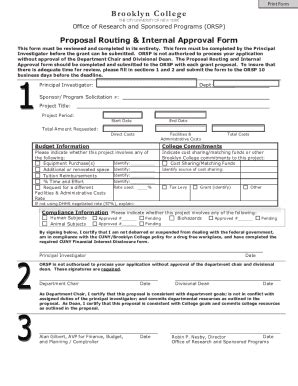 Fillable Online ORSP Proposal Routing And Internal Approval Form