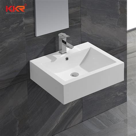 Commercial Wall Mount Bathroom Wall Hung Resin Stone Basin Resin