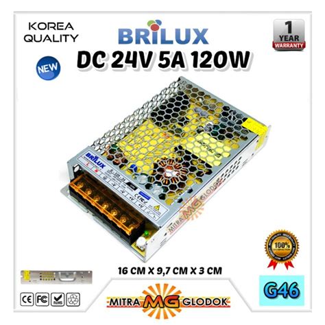 Jual BRILUX SWITCHING POWER SUPPLY TRAFO TRAVO DC 24V 5A 120W GARANSI