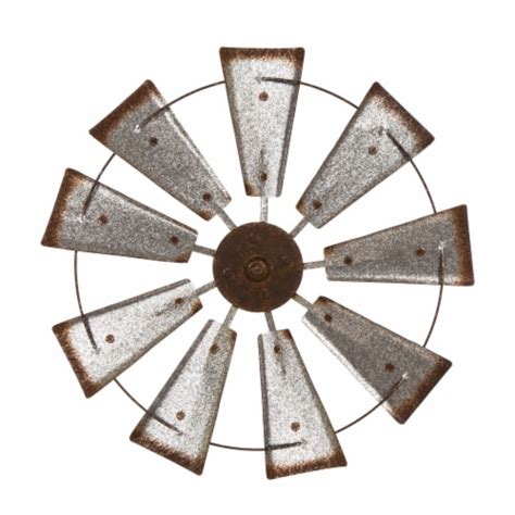 Glitzhome Rustic Farmhouse Round Metal Windmill Wall Decor Country Farm Home Decoration 22