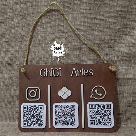 Placa Qr Code Pix Mdf Personalizada Para Mesa Ou Pendurar Escorrega O