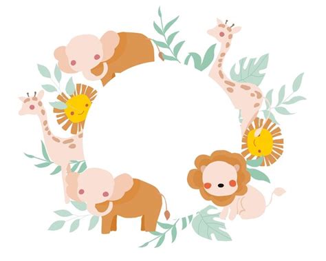 Premium Vector Cute Tropical Hand Drawn Animal Wreath