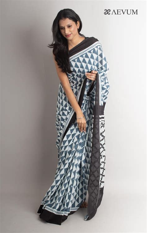 Mulmul Cotton Hand Block Printed Saree 1246 Aevum