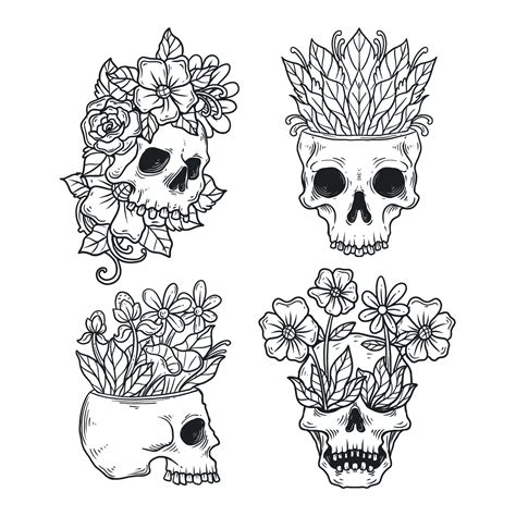 Minimalist Tattoo Skull Concept 10338687 Vector Art At Vecteezy
