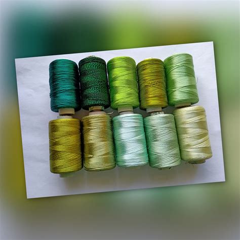 Shades Of Green Silk Thread Assorted 10 Color Art Silk Thread Etsy