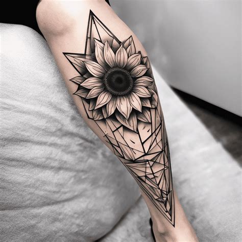 Geometric Sunflower Tattoos