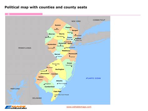 New Jersey County Map Editable Powerpoint Maps