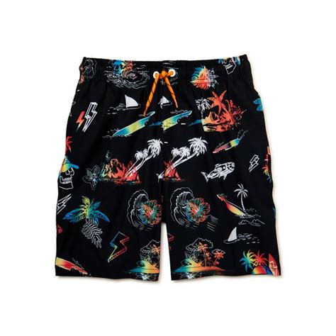 Wonder Nation Boys Quick Dry Skull Print Swim Trunks Sizes 4 18 And Husky