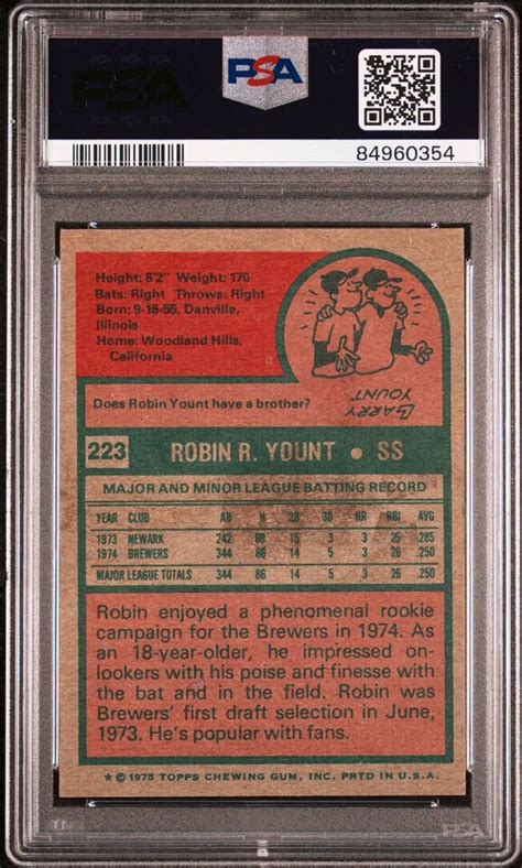 Topps Robin Yount Rookie Rc Psa Ex Mt Milwaukee Brewers Ebay