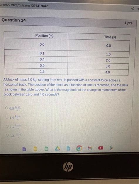 Solved A Block Of Mass Kg Starting From Rest Is Pushed Chegg