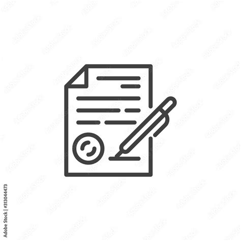 Contract Signing Line Icon Linear Style Sign For Mobile Concept And