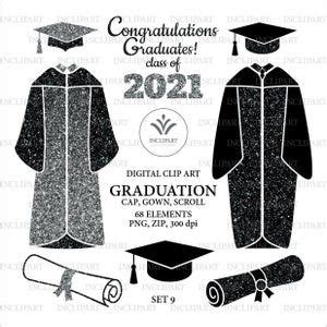 Graduation Clip Art Cap Gown Scroll Year Clipart Congratulations