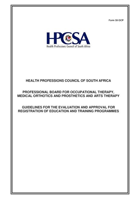 PDF HEALTH PROFESSIONS COUNCIL OF SOUTH AFRICA And Guidelines