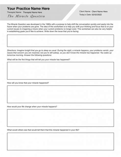 Sfbt Miracle Question Worksheet Editable Fillable Printable Pdf