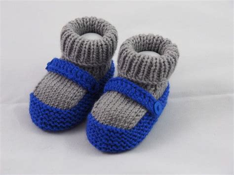 Blau Graue Babyschuhe Monate Aus Hochwertiger Wolle Gestrickt